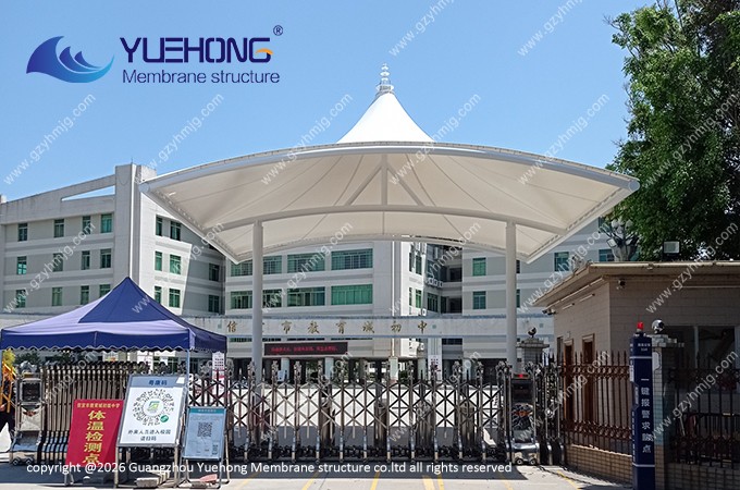 Estructura de membrana tipo sombrero en una ciudad educativa de Xinyi