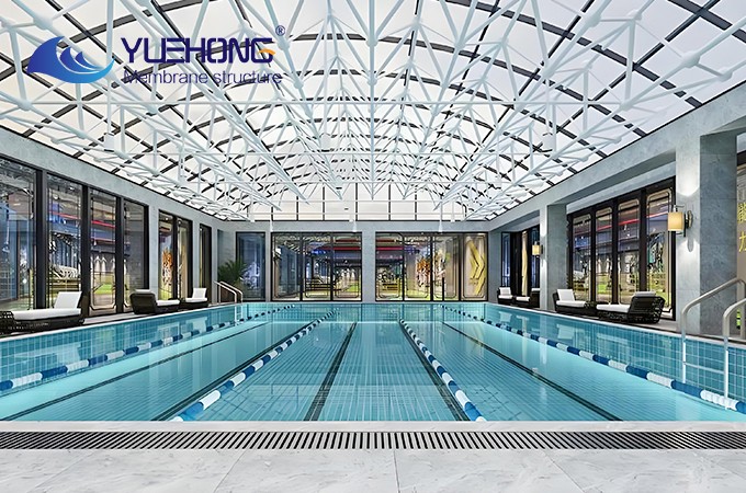 Estructura de membrana para polideportivo de natación