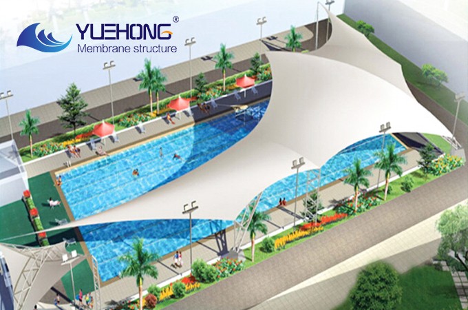 Estructura de membrana para polideportivo de natación