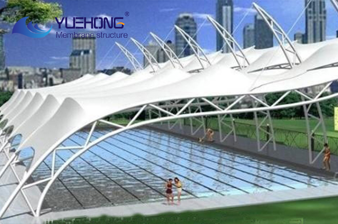 Estructura de membrana para polideportivo de natación
