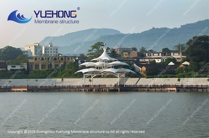 Estructura de membrana paisajística en un parque industrial de Hunan