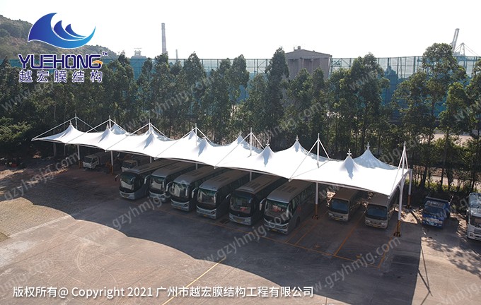 廣東珠海某電子廠膜結(jié)構(gòu)車棚工程案例