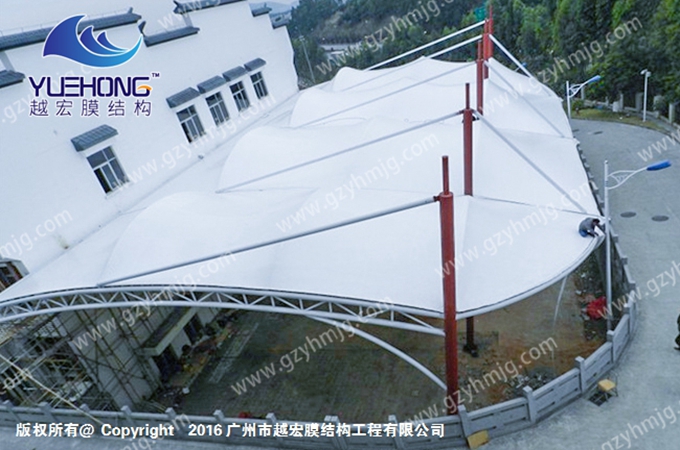 广州某公司门廊膜结构遮阳棚工程案例