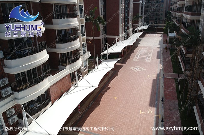 中山某学校宿舍过道走廊膜结构遮阳雨棚案例