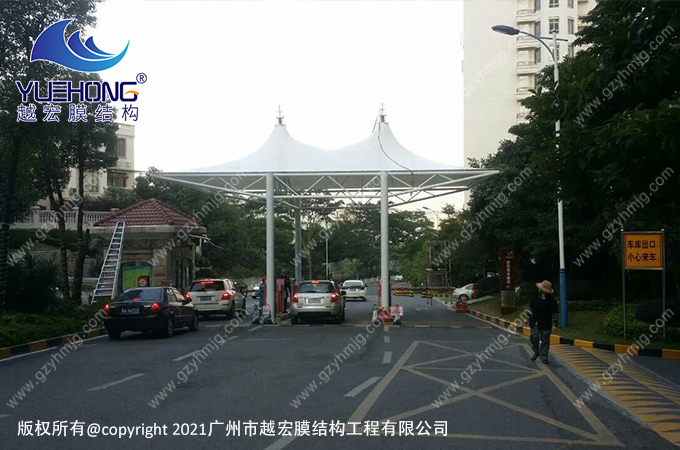 广州某小区膜结构遮阳棚工程案例